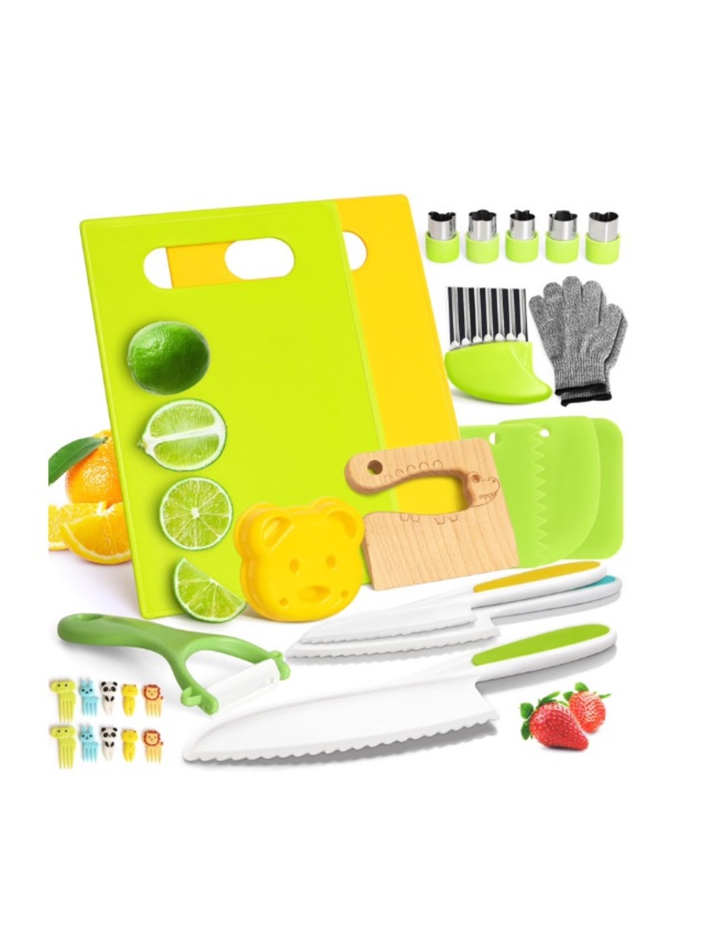 28PCS Toddler Kitchen Cutting Set - Kids Montessori Kids For Age 2-10 Year